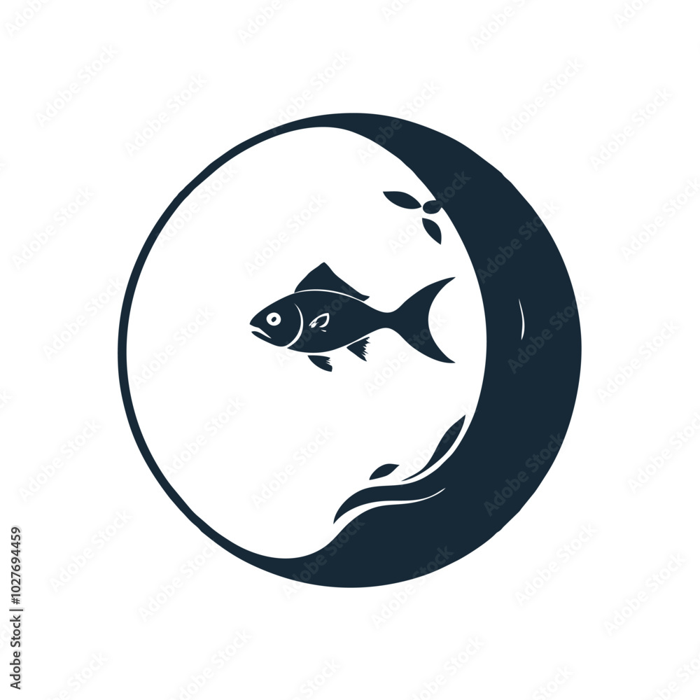 fish inside negative space sphere logo fish inside negative space sphere logo