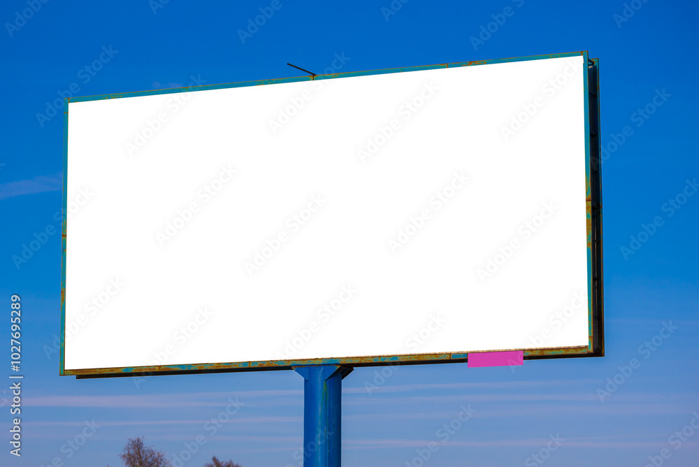 Billboard along the road and highway on a winter snow day. Background for design and advertising. Billboard along the road and highway on a winter snow day. Background for design and advertising.