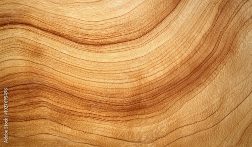 Close-up of wavy wood grain texture with light brown and yellow tones.