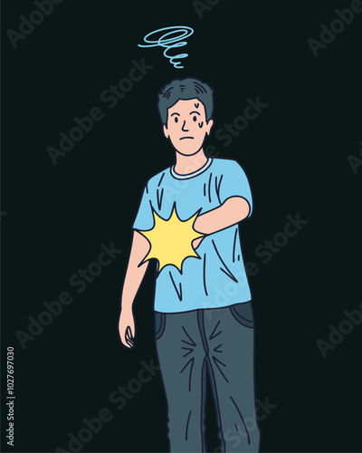 PERSON HOLDING A FLASHLIGHT / LIGHTING EQUIPMENT, UNIQUE AND COOL DESIGN SUITABLE FOR YOUR DESIGN NEEDS, VECTOR FILE