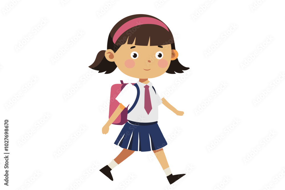 A school girl Vector illustration with grouped image A school girl Vector illustration with grouped image