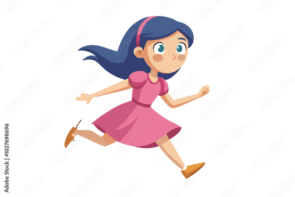 Vector illustration of a girl running with grouped image Vector illustration of a girl running with grouped image