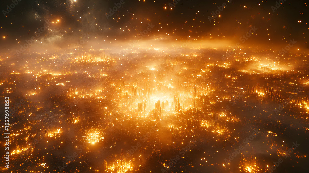 Naklejka premium Golden Cityscape 3D Illustration