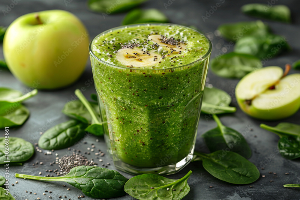 Green smoothie made from fruits and greens in a glass. Healthy drinks for detox. Green smoothie made from fruits and greens in a glass. Healthy drinks for detox.