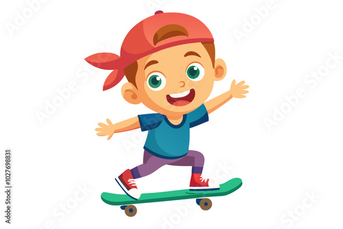 A boy skateboarding Vector illustration with grouped  image 