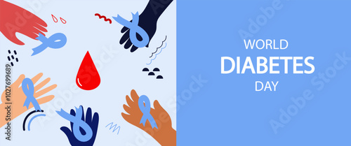 World Diabetes day abstract banner. Diabetes Day design for banner, poster, flyer. vector  flat hand drawn illustration.