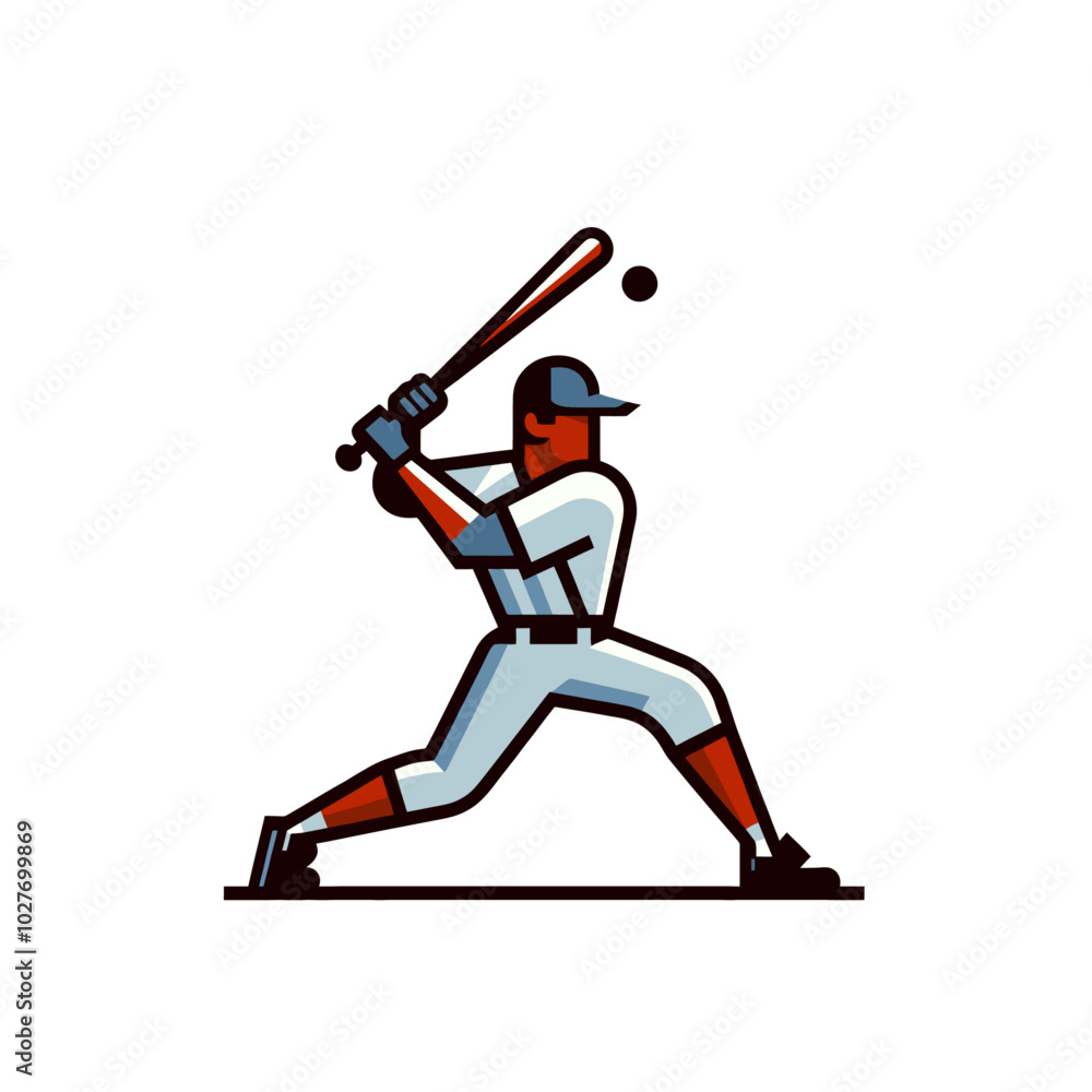 Obraz premium Baseball player isolated vector illustration. Modern style mascot.
