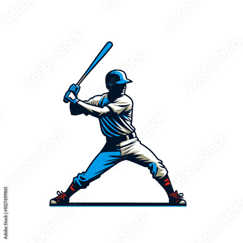 Baseball player isolated vector illustration. Modern style mascot.