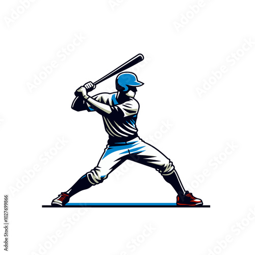 Baseball player isolated vector illustration. Modern style mascot.
