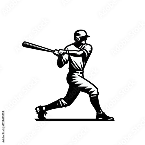 Baseball player isolated vector illustration. Modern style mascot.