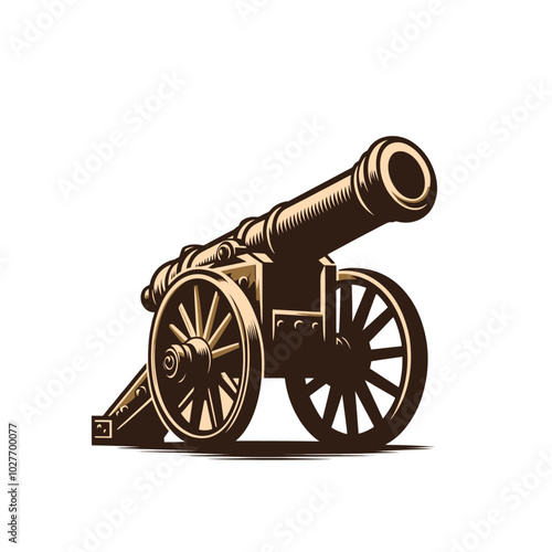 Vintage cannon  isolated vector illustration	