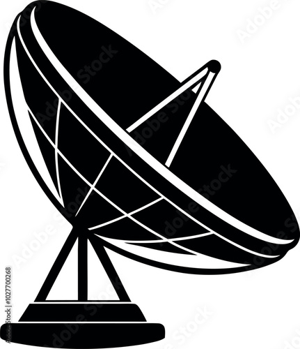 Radio telescope and satellite dish, graphic design. Telecommunication, communication,