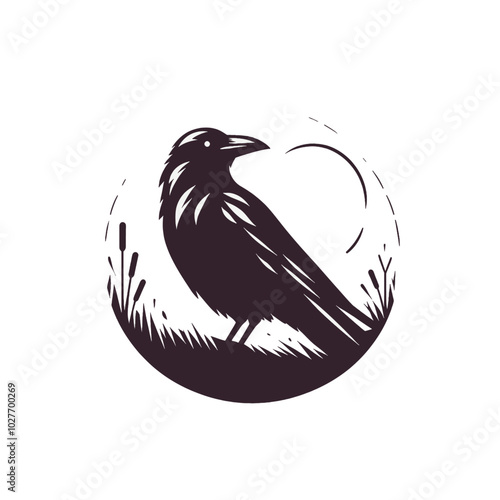 Crow or raven isolated modern vector illustration