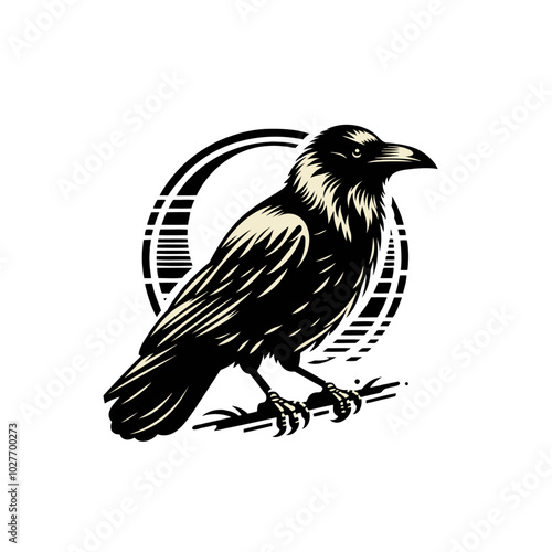 Crow or raven isolated modern vector illustration