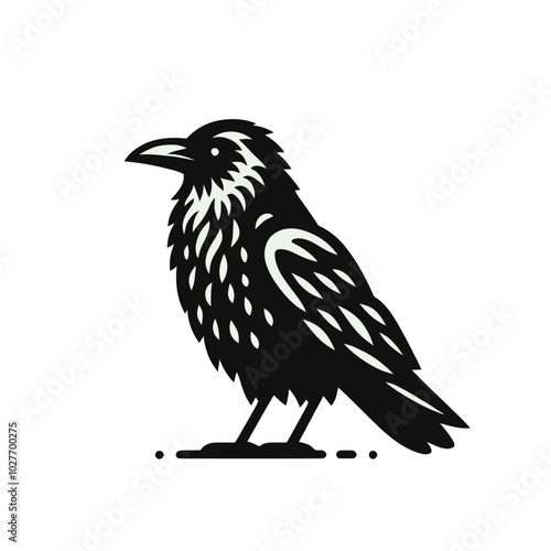 Crow or raven isolated modern vector illustration