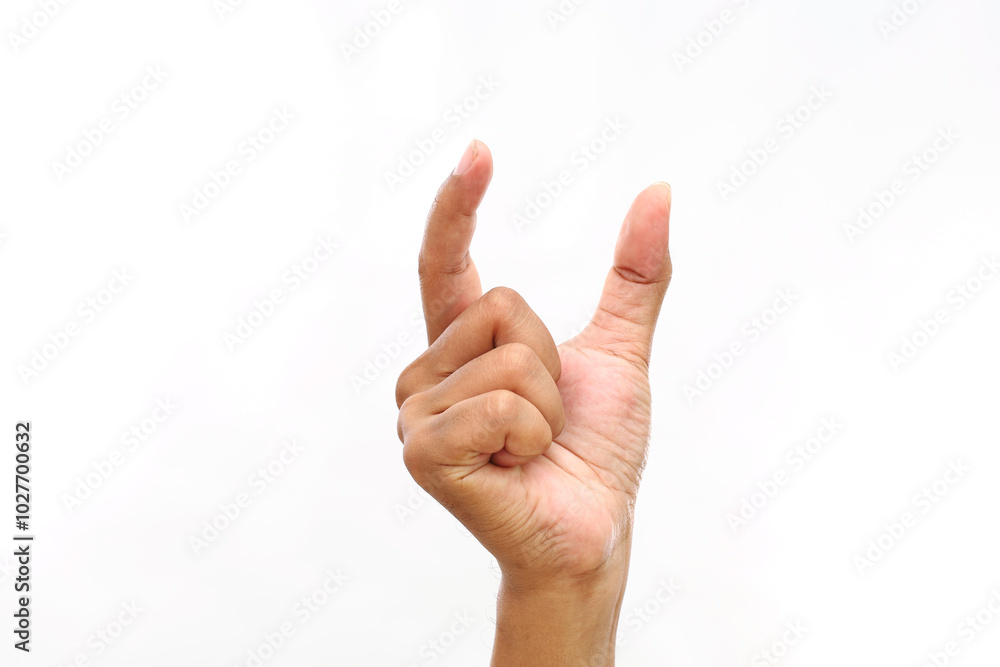Letter U Hand sign language alphabet in Bisindo. Bisindo is a sign language that developed naturally in Indonesia. Letter U Hand sign language alphabet in Bisindo. Bisindo is a sign language that developed naturally in Indonesia.