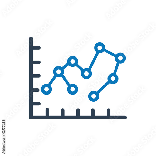 Line graph icon on white background