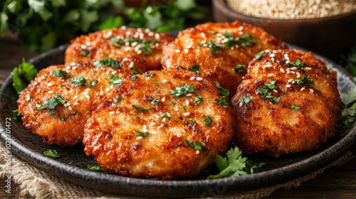 Crispy Golden Fried Potato Cakes on a Plate