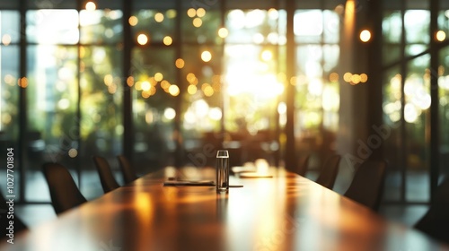 Blurred meeting room in a modern office with panoramic windows