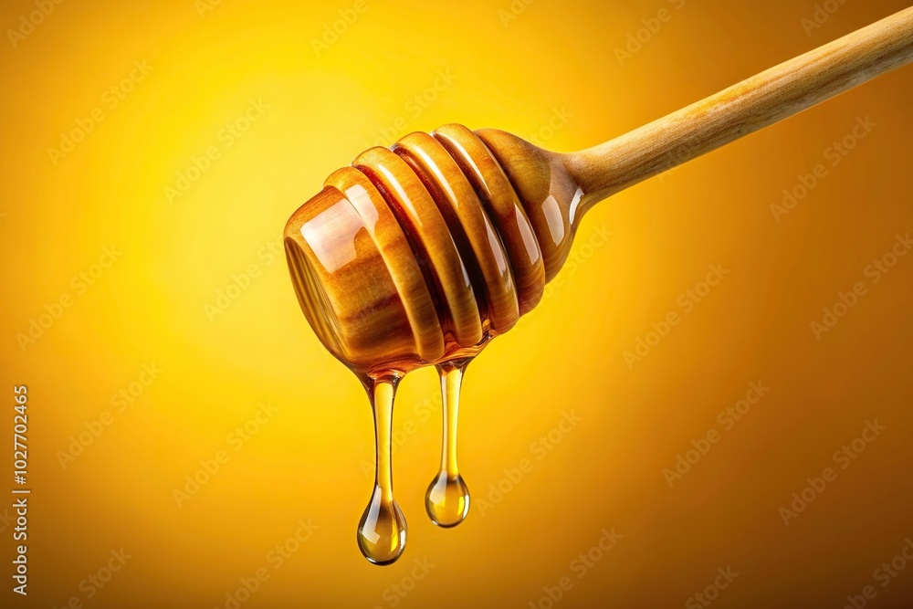 sweet, sticky, delicious, drizzle, organic, spoon, culinary,kitchen utensil, agriculture, A kitchen utensil capturing a macro shot dripping golden honey on a vibrant yellow background sweet, sticky, delicious, drizzle, organic, spoon, culinary,kitchen utensil, agriculture, A kitchen utensil capturing a macro shot dripping golden honey on a vibrant yellow background