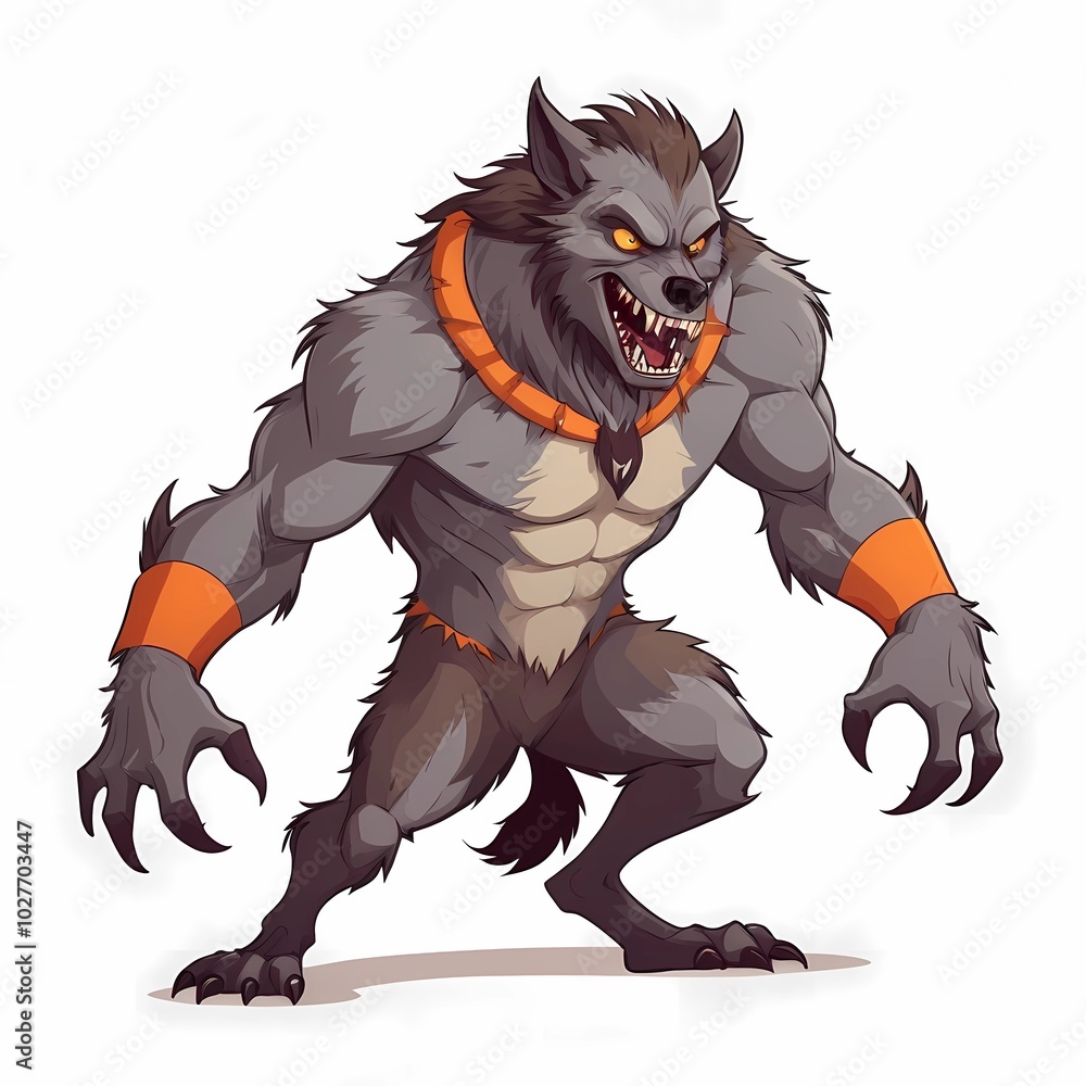 Cartoon wolf isolated on white background. Halloween. vector illustration Cartoon wolf isolated on white background. Halloween. vector illustration