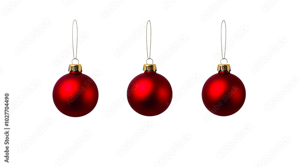 Three red glass ornaments hanging from a string Three red glass ornaments hanging from a string