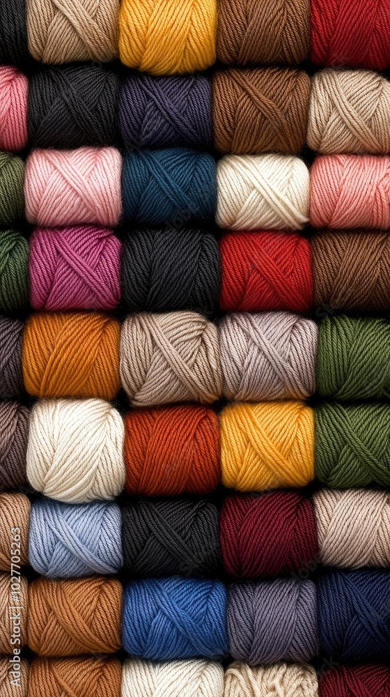 Colorful yarn balls arranged in an abstract pattern showcasing the beauty of crafting diversity and creativity in a cozy studio setting Colorful yarn balls arranged in an abstract pattern showcasing the beauty of crafting diversity and creativity in a cozy studio setting