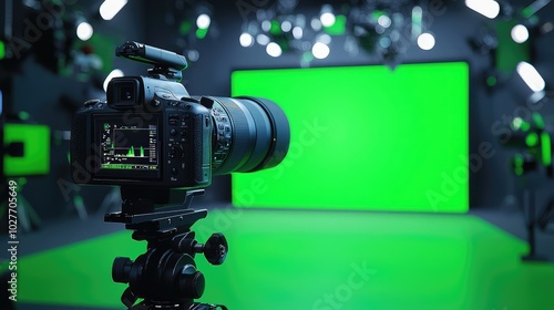 High-Tech Video Production Studio with Green Screen