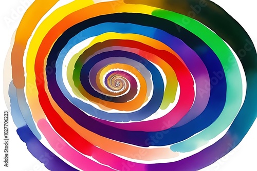 A vibrant spiral swirl of colors, shades of water color painting, hypnotizing