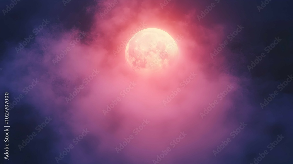 Mystical Soft Mist Under Glowing Moon Mystical Soft Mist Under Glowing Moon