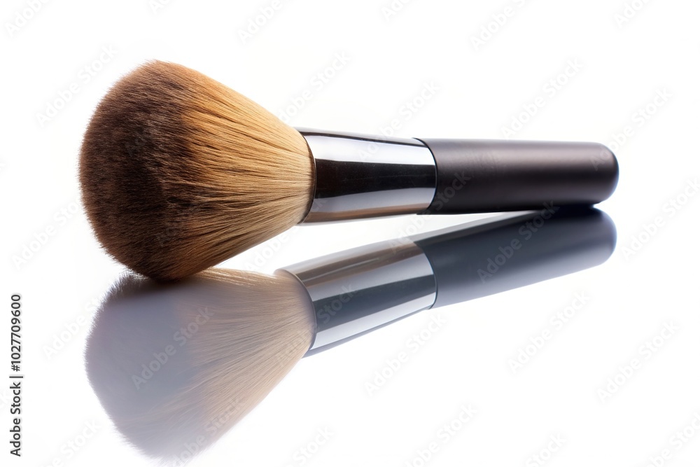 grooming, cosmetic tool, white background, cosmetics, skincare, blush, brushes, A make up brush is featured in this stock photo isolated on a white background and reflected grooming, cosmetic tool, white background, cosmetics, skincare, blush, brushes, A make up brush is featured in this stock photo isolated on a white background and reflected