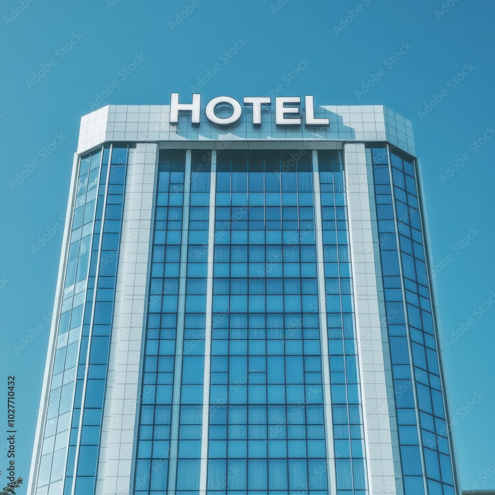 Obraz premium a hotel building with a large sign on it