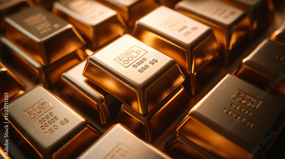 pure gold bars arranged neatly, symbolizing wealth, success, and financial stability. Represents luxury, prosperity, investment, and the allure of tangible assets pure gold bars arranged neatly, symbolizing wealth, success, and financial stability. Represents luxury, prosperity, investment, and the allure of tangible assets
