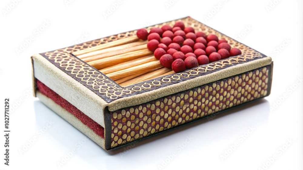 Closeup of Opened Matchbox with Matches on White Background for Conceptual Photography Closeup of Opened Matchbox with Matches on White Background for Conceptual Photography