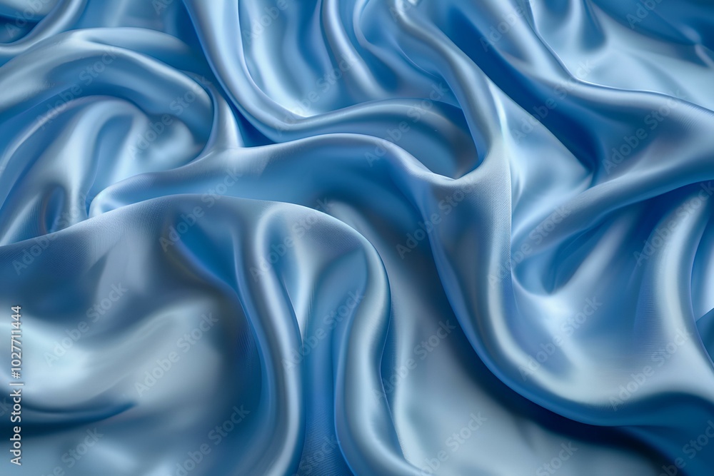 A close up of a blue satin fabric A close up of a blue satin fabric