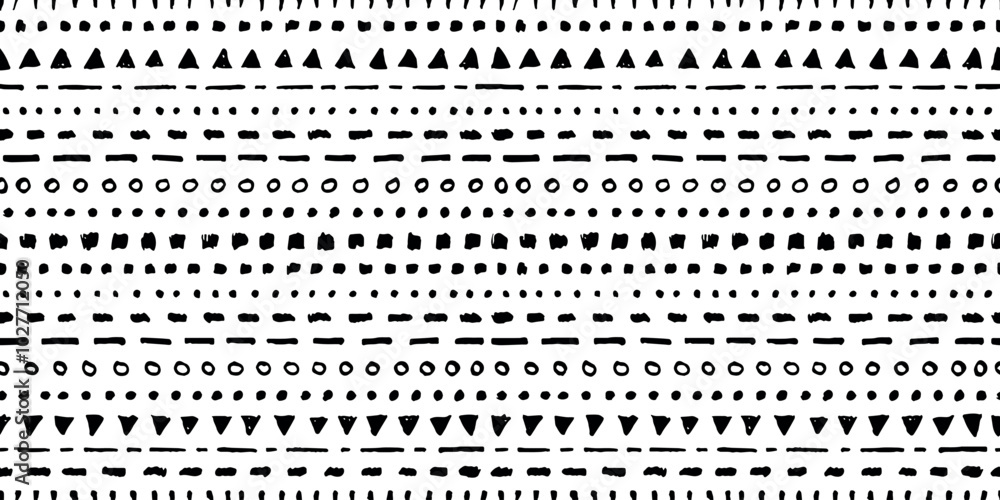Hand Drawn Ink Brush Strokes Seamless Pattern, Stains Vector Background on White Hand Drawn Ink Brush Strokes Seamless Pattern, Stains Vector Background on White