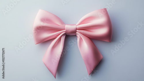 Create an illustration of a pink satin bow against a white background. The design should be versatile for use in your projects, particularly for Christmas and New Year themes, highlighting the eleganc