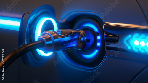Electric Vehicle Charger with Blue LED Lights, EV Charger