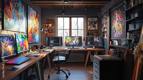 Wallpaper Mural Vibrant Digital Art Studio with Modern Workspaces Torontodigital.ca