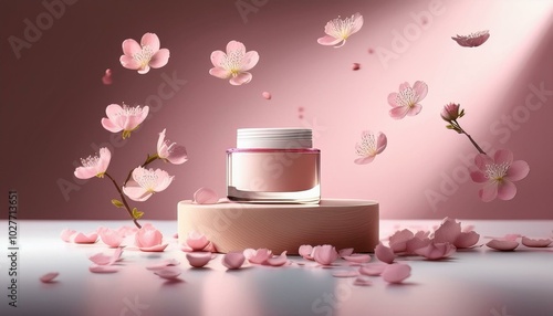 Wallpaper Mural A clean and elegant product photography setup showcasing a face care cosmetic product. The minimalist arrangement emphasizes the sleek packaging, with soft lighting highlighting the texture and design Torontodigital.ca