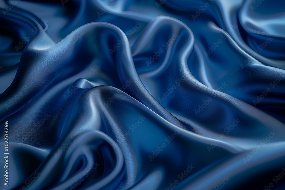 A close up of a blue satin fabric A close up of a blue satin fabric