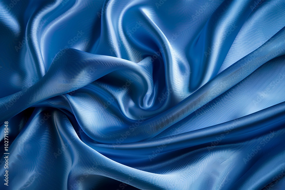 A close up of a blue satin fabric A close up of a blue satin fabric