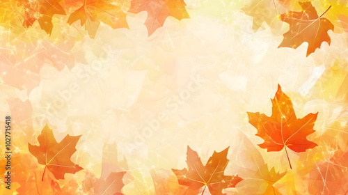 Autumn background with orange falling leaves. Leaf fall. Copyspace banner.