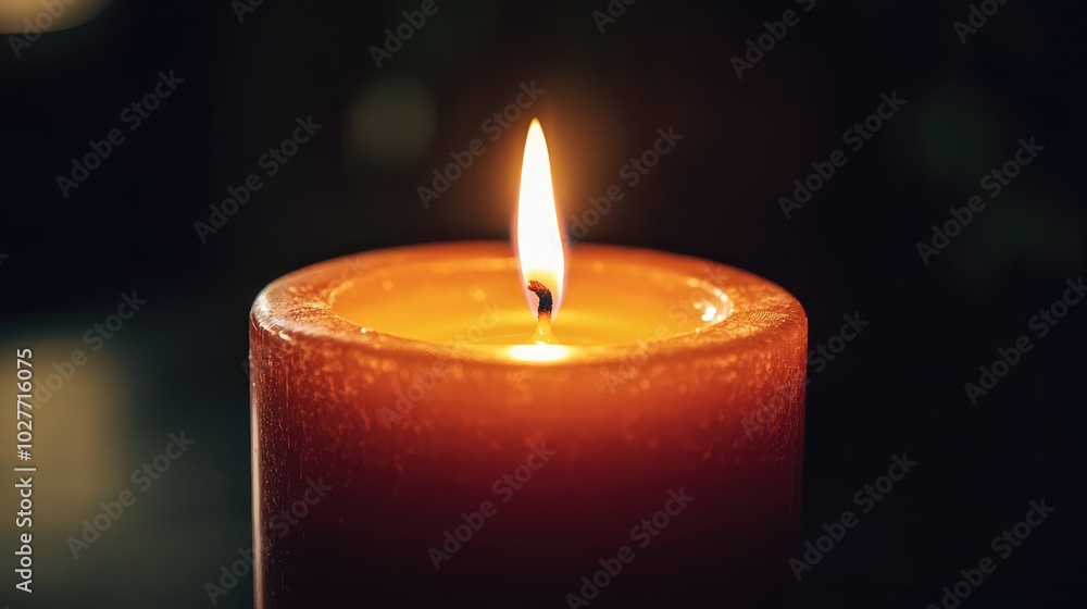 Flickering Candle Flame in Dim Light Flickering Candle Flame in Dim Light