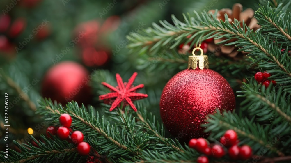 Christmas card with fir branches and Christmas decorations. Copy space. Christmas card with fir branches and Christmas decorations. Copy space.