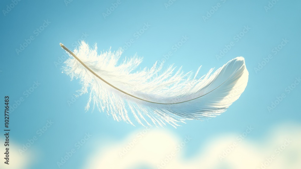 Delicate White Feather in Bright Sunlight Delicate White Feather in Bright Sunlight