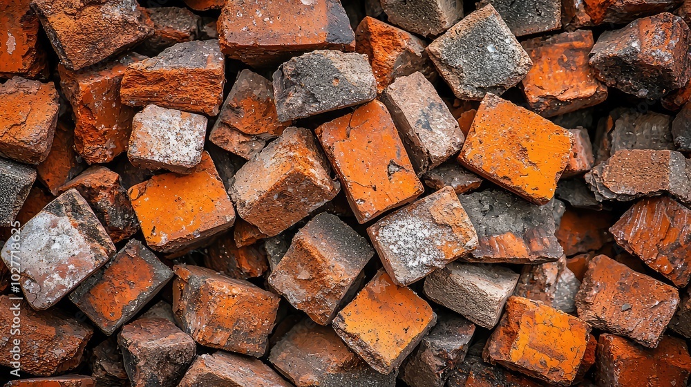Close-Up of a Pile of Construction Bricks Close-Up of a Pile of Construction Bricks