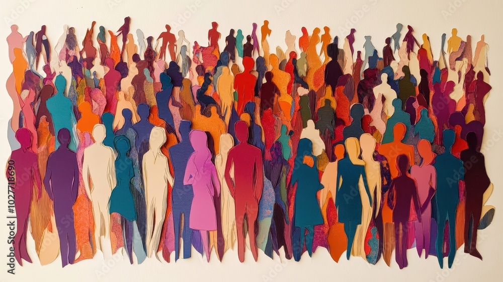 a paper cut of of a crowd of diverse people a paper cut of of a crowd of diverse people