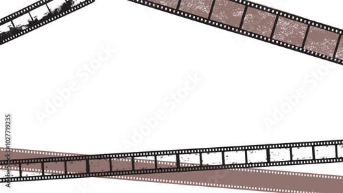 old frame cinematic filmstrip borders and distressed, aged frames horizontal for banners presentations