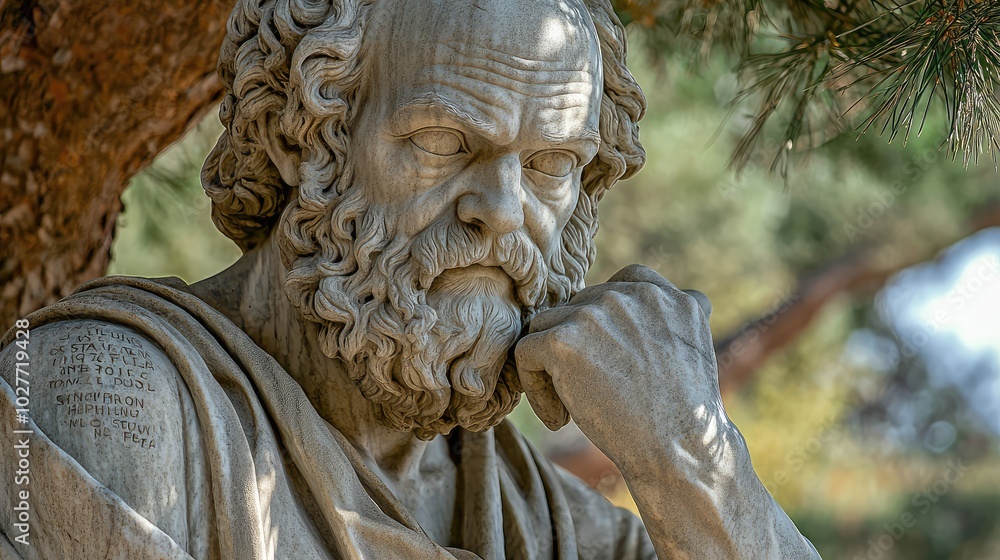 Statue of Socrates Close-Up with Inscription Statue of Socrates Close-Up with Inscription